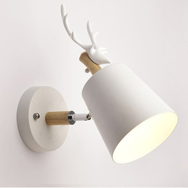 Zeitgenössische kreative Trommel Eisen Holz 1-Licht Wandleuchte Lampe für Wohnzimmer 