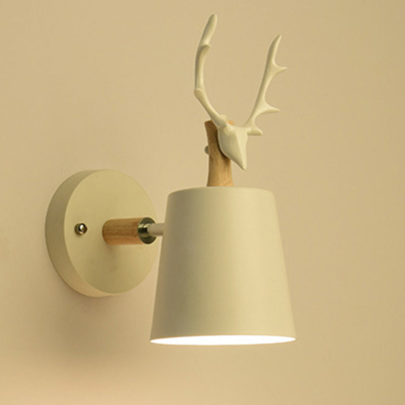 Zeitgenössische kreative Trommel Eisen Holz 1-Licht Wandleuchte Lampe für Wohnzimmer 