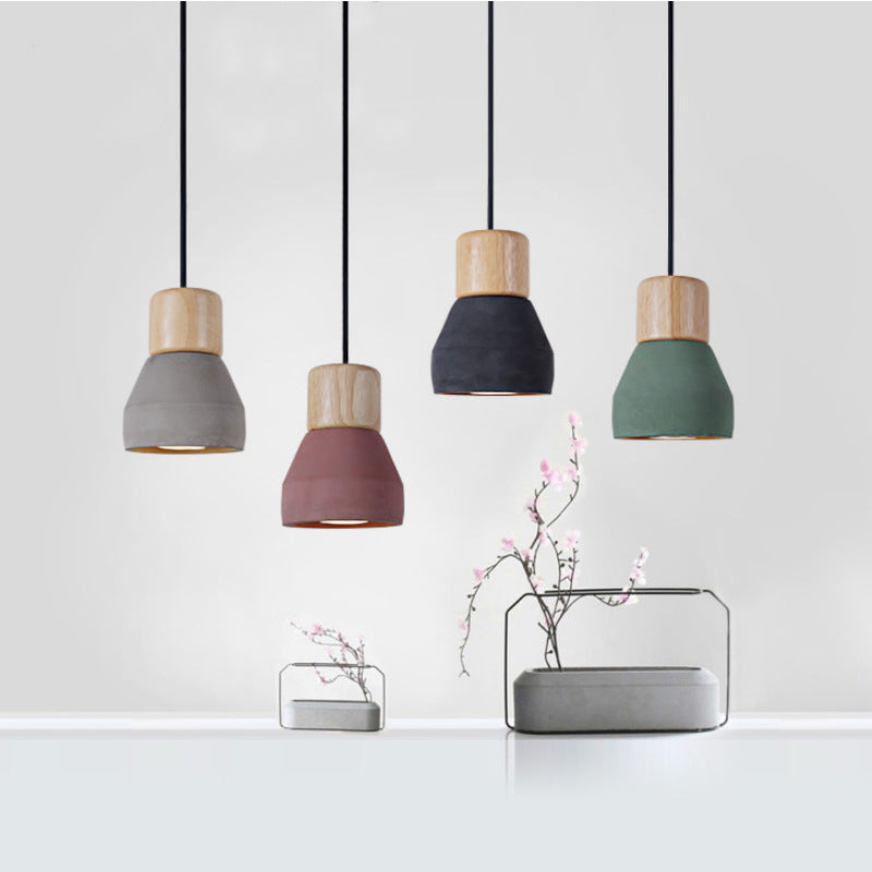 Suspension lumineuse contemporaine nordique en résine, bois et fer à 1 lumière pour salon 