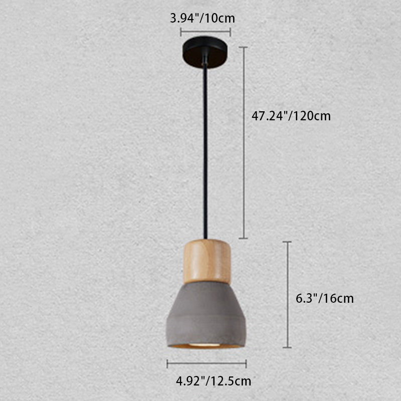 Zeitgenössische nordische Säule Harz Holz Eisen 1-Licht Pendelleuchte für Wohnzimmer 