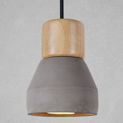 Zeitgenössische nordische Säule Harz Holz Eisen 1-Licht Pendelleuchte für Wohnzimmer 