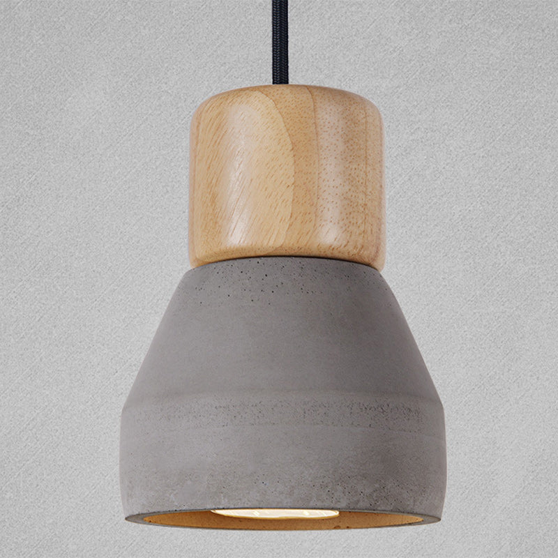 Zeitgenössische nordische Säule Harz Holz Eisen 1-Licht Pendelleuchte für Wohnzimmer 