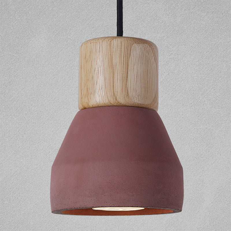 Zeitgenössische nordische Säule Harz Holz Eisen 1-Licht Pendelleuchte für Wohnzimmer 