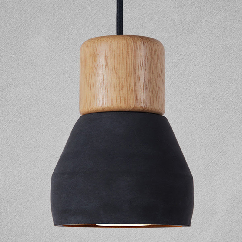 Zeitgenössische nordische Säule Harz Holz Eisen 1-Licht Pendelleuchte für Wohnzimmer 