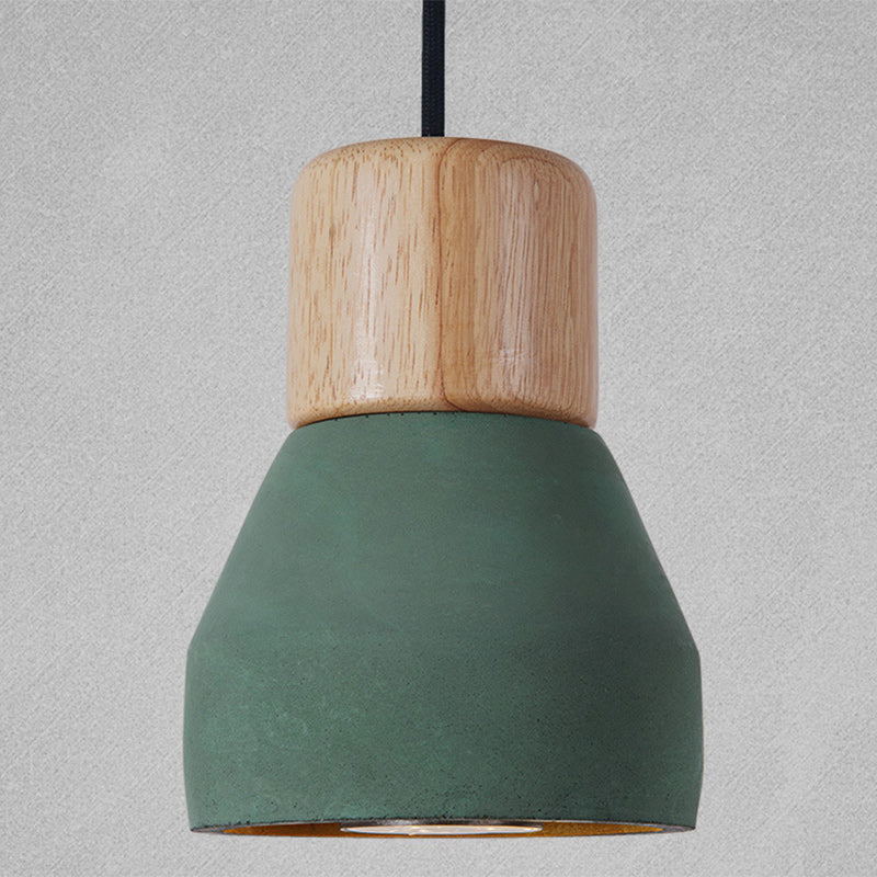 Zeitgenössische nordische Säule Harz Holz Eisen 1-Licht Pendelleuchte für Wohnzimmer 