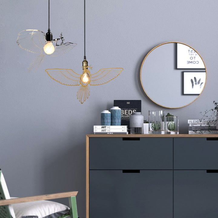 Traditionelle rustikale Pendelleuchte mit 1 Licht aus Eisen mit Vogelmotiv für Wohnzimmer 