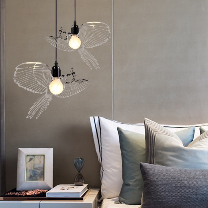 Traditionelle rustikale Pendelleuchte mit 1 Licht aus Eisen mit Vogelmotiv für Wohnzimmer 