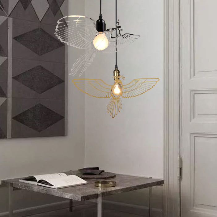 Traditionelle rustikale Pendelleuchte mit 1 Licht aus Eisen mit Vogelmotiv für Wohnzimmer 