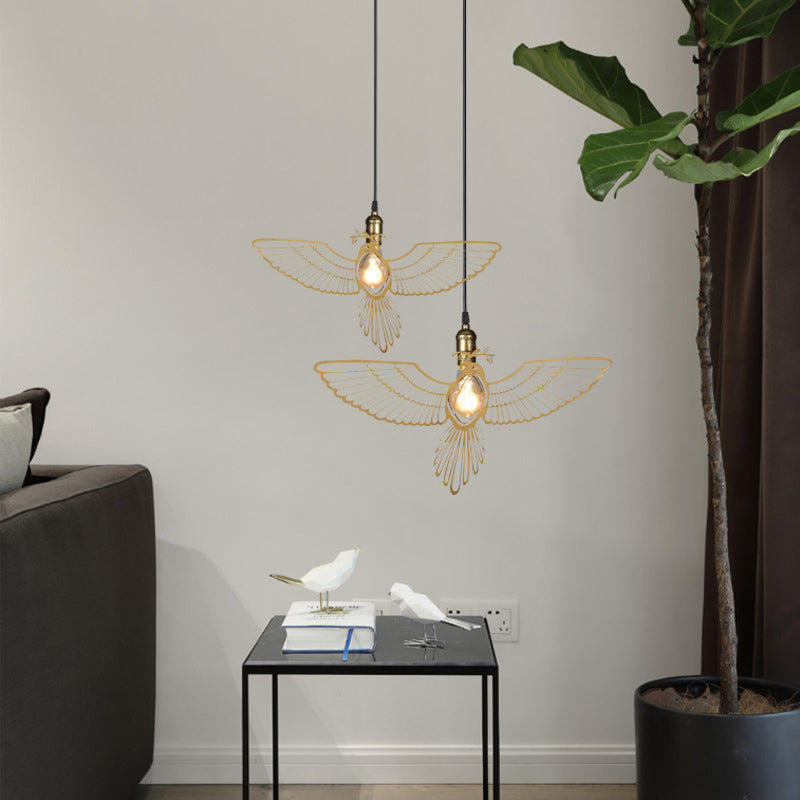 Traditionelle rustikale Pendelleuchte mit 1 Licht aus Eisen mit Vogelmotiv für Wohnzimmer 