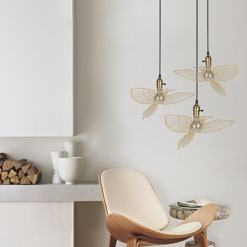 Traditionelle rustikale Pendelleuchte mit 1 Licht aus Eisen mit Vogelmotiv für Wohnzimmer 