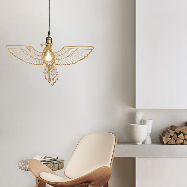 Traditionelle rustikale Pendelleuchte mit 1 Licht aus Eisen mit Vogelmotiv für Wohnzimmer 