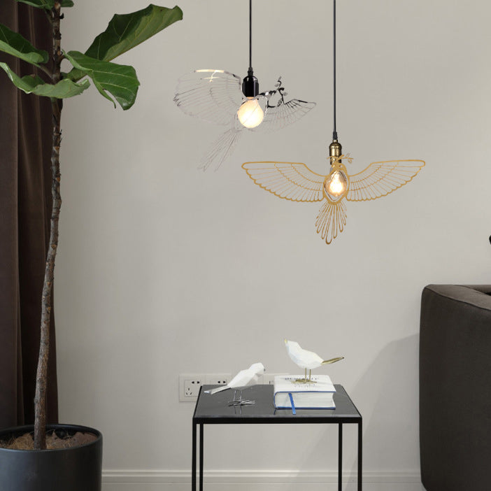 Traditionelle rustikale Pendelleuchte mit 1 Licht aus Eisen mit Vogelmotiv für Wohnzimmer 