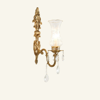 Applique murale traditionnelle européenne en cuivre avec verre 1/2 lumière pour salon 