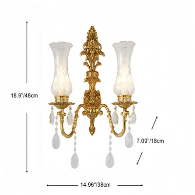 Applique murale traditionnelle européenne en cuivre avec verre 1/2 lumière pour salon 