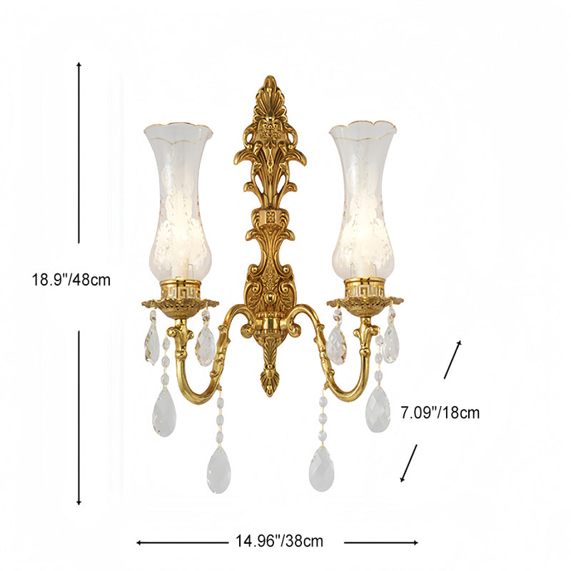 Applique murale traditionnelle européenne en cuivre avec verre 1/2 lumière pour salon 