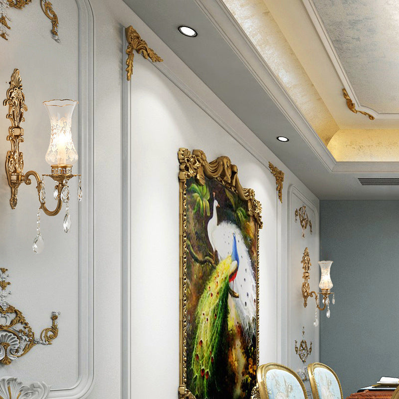 Applique murale traditionnelle européenne en cuivre avec verre 1/2 lumière pour salon 