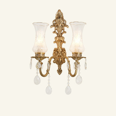 Applique murale traditionnelle européenne en cuivre avec verre 1/2 lumière pour salon 