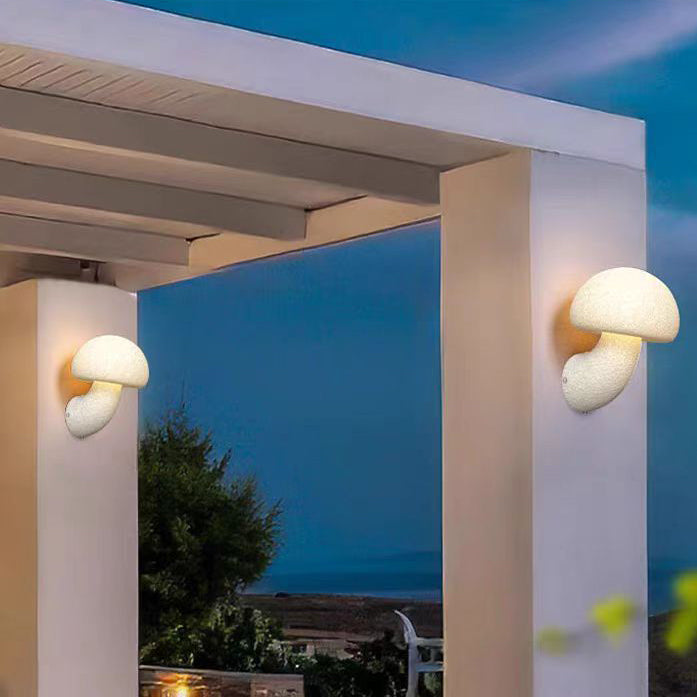 Applique murale LED en résine créative contemporaine en forme de champignon pour extérieur 