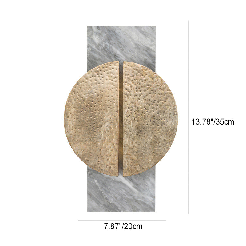 Lámpara Aplique de Pared de Mármol Redondo Chino Tradicional de 2 Luces de Cobre para Sala de Estar 