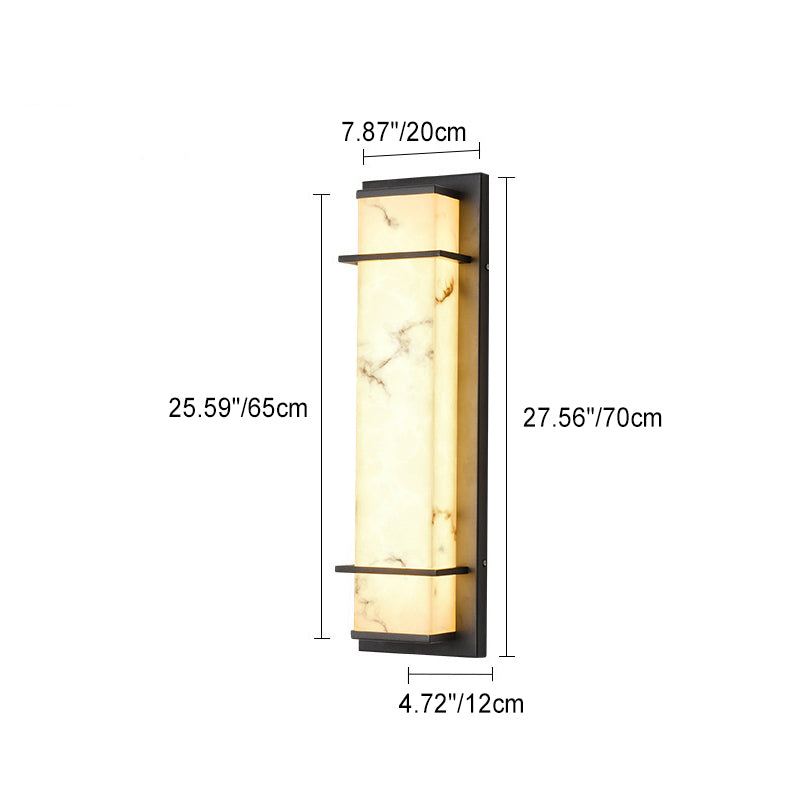 Applique murale LED en résine rectangulaire traditionnelle chinoise en acier inoxydable pour extérieur 