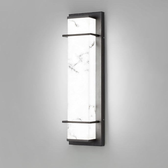 Applique murale LED en résine rectangulaire traditionnelle chinoise en acier inoxydable pour extérieur 
