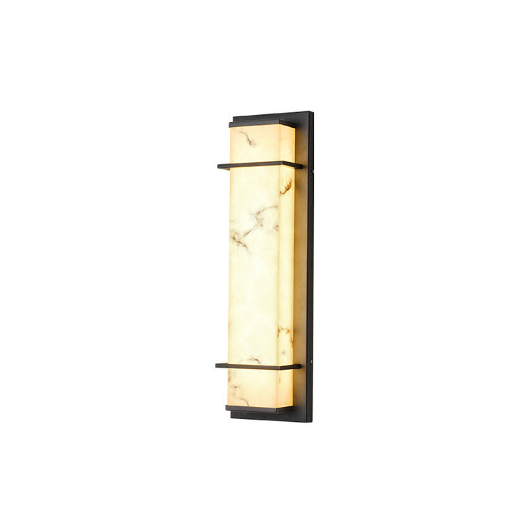 Applique murale LED en résine rectangulaire traditionnelle chinoise en acier inoxydable pour extérieur 