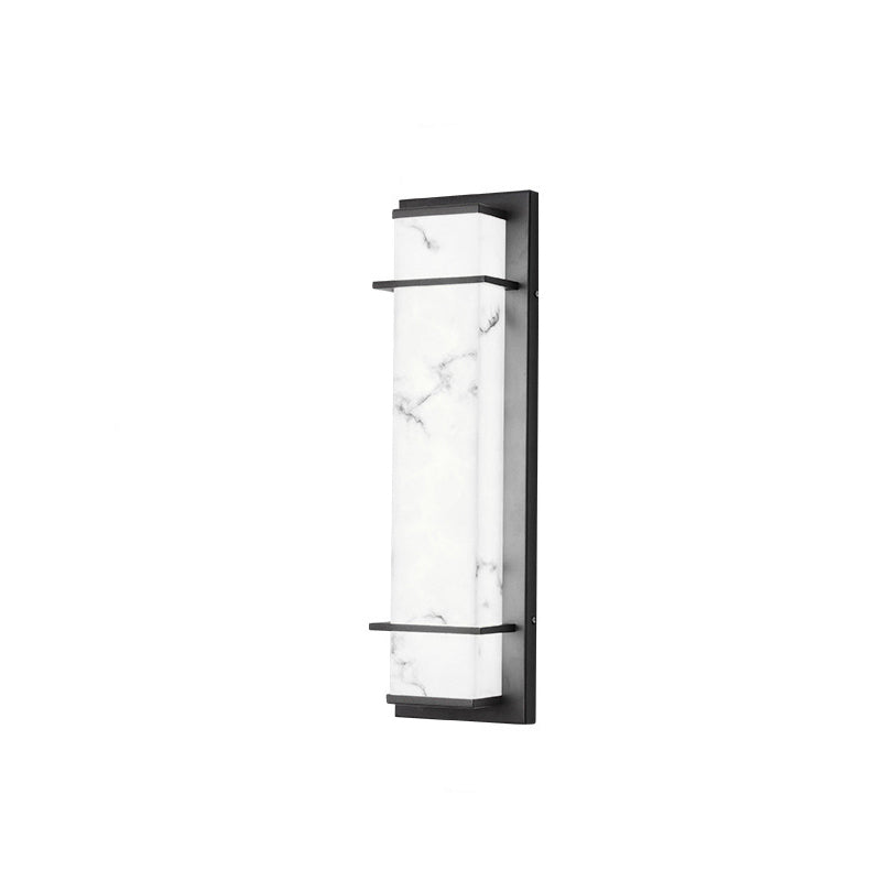 Applique murale LED en résine rectangulaire traditionnelle chinoise en acier inoxydable pour extérieur 