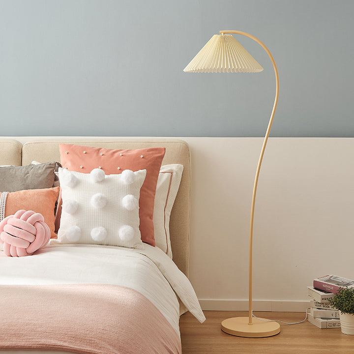 Modern Minimalist Cone Iron Fabric 1-Light Standing Floor Lamp For Living Room