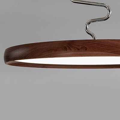 Modern Minimalist Round Aluminum Wood Acrylic Semi-Flush Mount Ceiling Light For Living Room