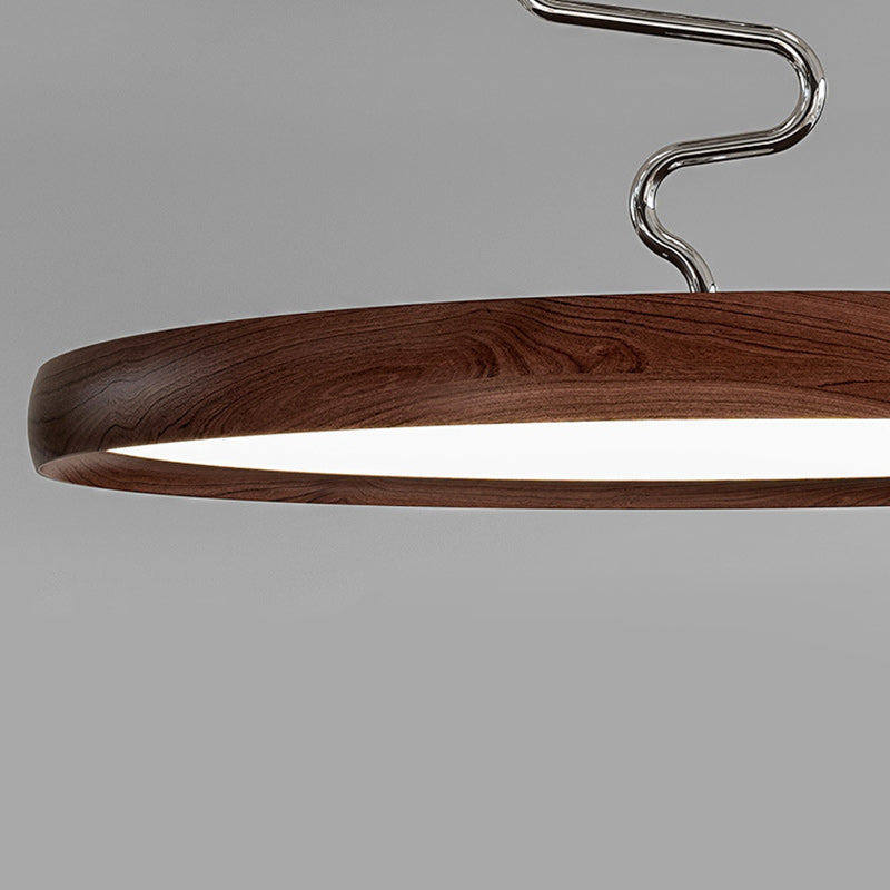 Modern Minimalist Round Aluminum Wood Acrylic Semi-Flush Mount Ceiling Light For Living Room