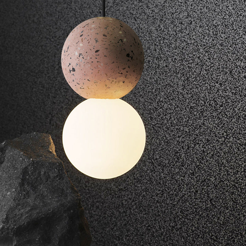Lámpara colgante de vidrio de piedra globo nórdico contemporáneo de 1 luz para sala de estar 