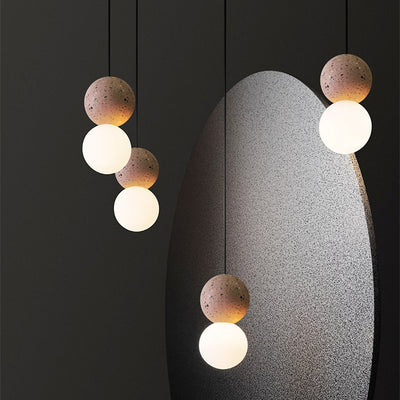 Lámpara colgante de vidrio de piedra globo nórdico contemporáneo de 1 luz para sala de estar 