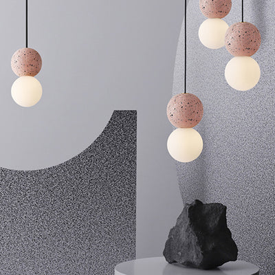 Lámpara colgante de vidrio de piedra globo nórdico contemporáneo de 1 luz para sala de estar 