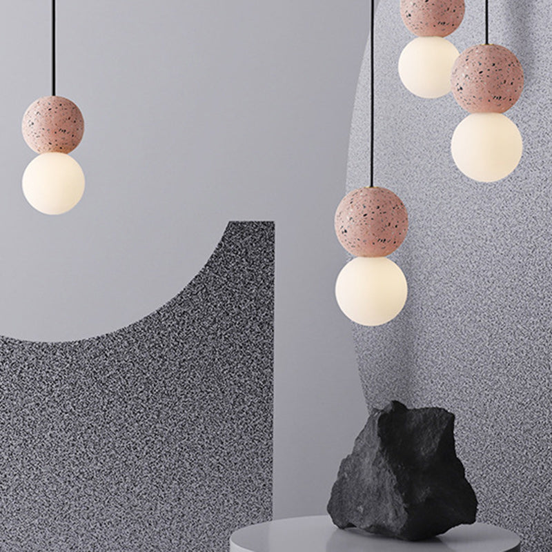 Lámpara colgante de vidrio de piedra globo nórdico contemporáneo de 1 luz para sala de estar 