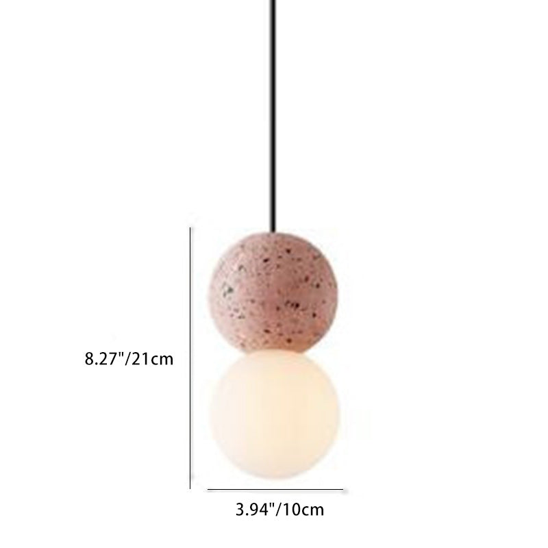 Lámpara colgante de vidrio de piedra globo nórdico contemporáneo de 1 luz para sala de estar 