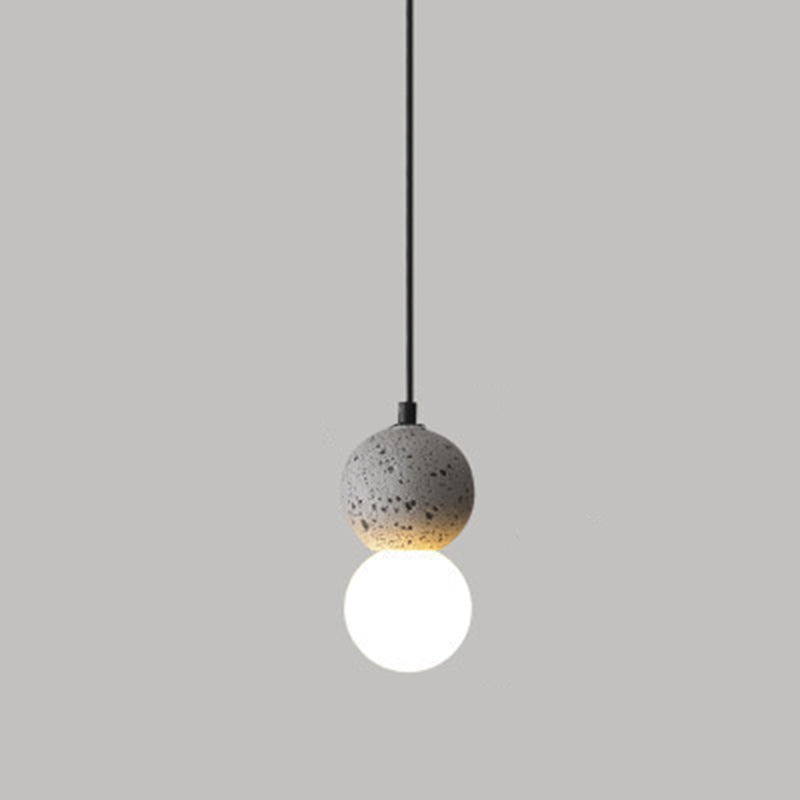 Lámpara colgante de vidrio de piedra globo nórdico contemporáneo de 1 luz para sala de estar 