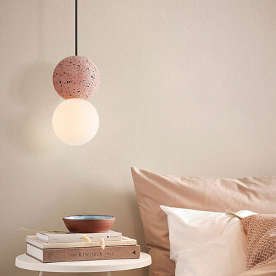 Lámpara colgante de vidrio de piedra globo nórdico contemporáneo de 1 luz para sala de estar 