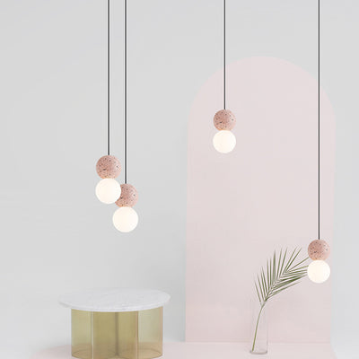 Lámpara colgante de vidrio de piedra globo nórdico contemporáneo de 1 luz para sala de estar 