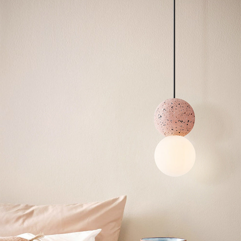 Lámpara colgante de vidrio de piedra globo nórdico contemporáneo de 1 luz para sala de estar 