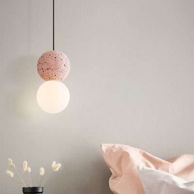 Lámpara colgante de vidrio de piedra globo nórdico contemporáneo de 1 luz para sala de estar 