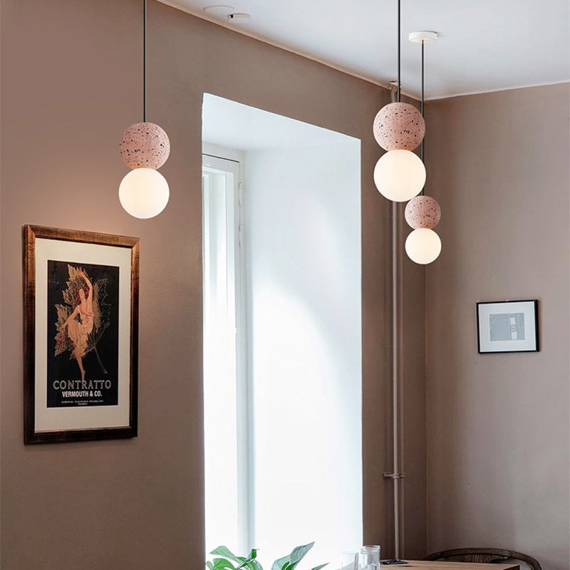 Lámpara colgante de vidrio de piedra globo nórdico contemporáneo de 1 luz para sala de estar 