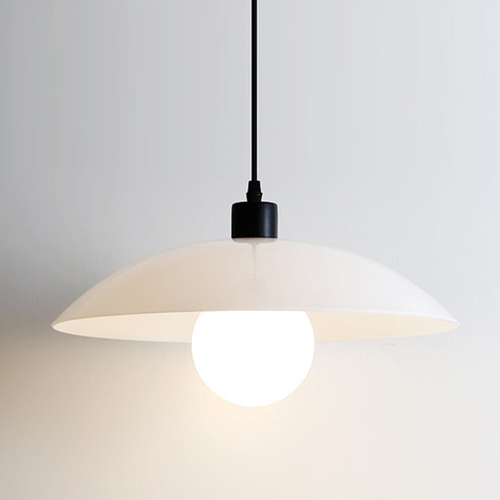 Contemporary Nordic Round Iron Glass 1-Light Pendant Light For Living Room