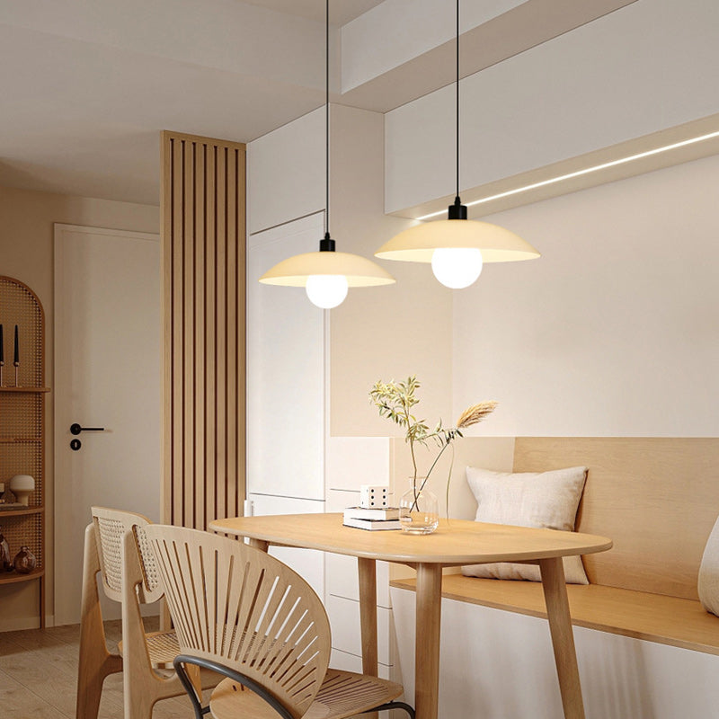 Contemporary Nordic Round Iron Glass 1-Light Pendant Light For Living Room