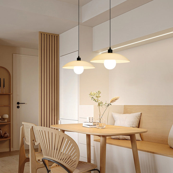 Contemporary Nordic Round Iron Glass 1-Light Pendant Light For Living Room