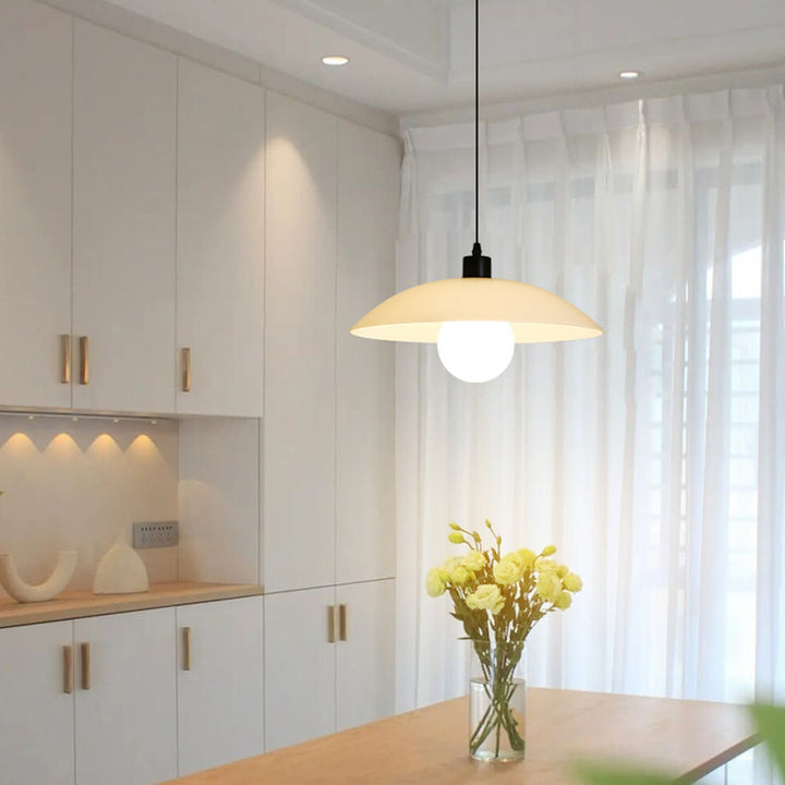 Contemporary Nordic Round Iron Glass 1-Light Pendant Light For Living Room