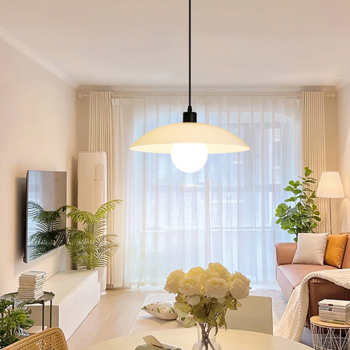 Contemporary Nordic Round Iron Glass 1-Light Pendant Light For Living Room