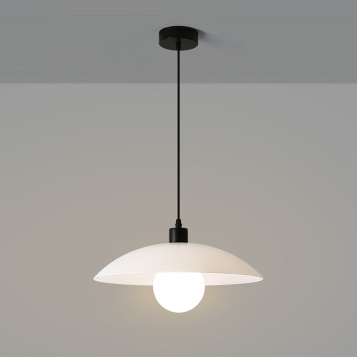 Contemporary Nordic Round Iron Glass 1-Light Pendant Light For Living Room