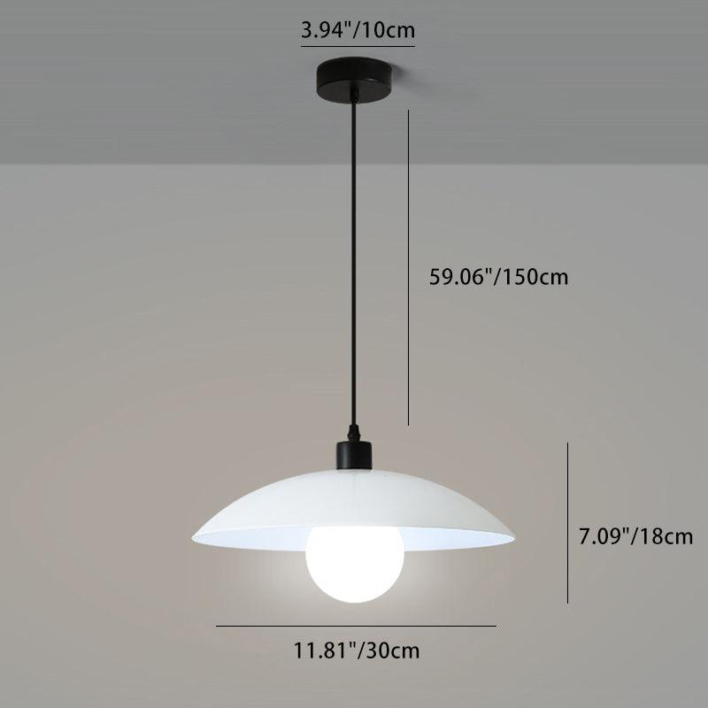 Contemporary Nordic Round Iron Glass 1-Light Pendant Light For Living Room