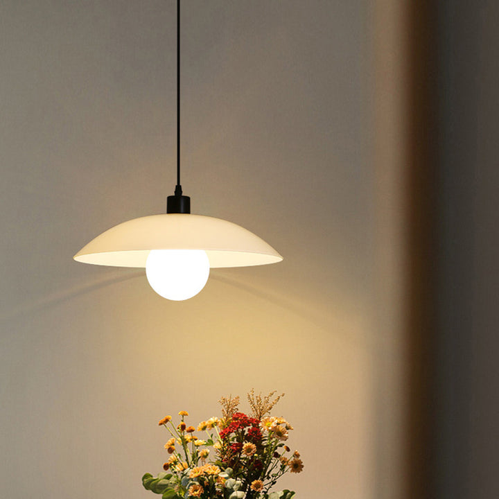 Contemporary Nordic Round Iron Glass 1-Light Pendant Light For Living Room