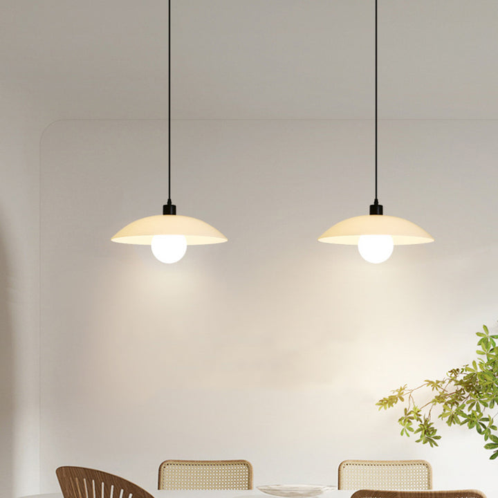 Contemporary Nordic Round Iron Glass 1-Light Pendant Light For Living Room